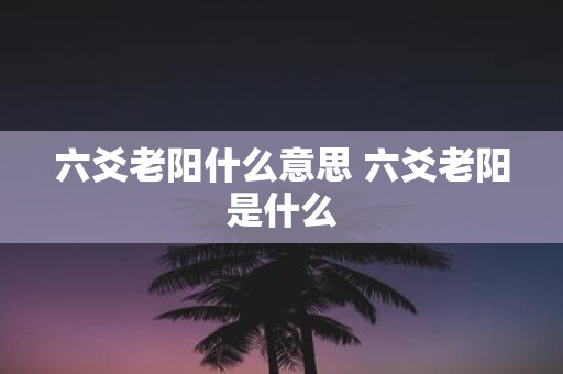 六爻老阳什么意思 六爻老阳是什么