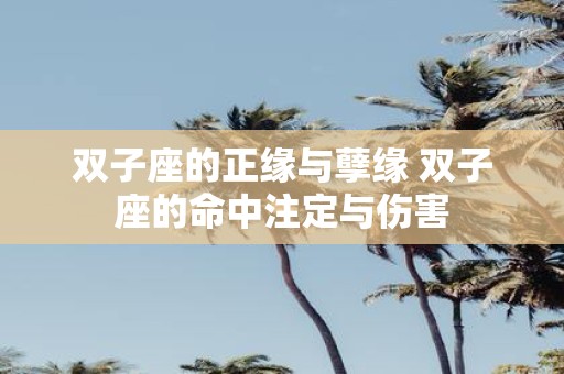 双子座的正缘与孽缘 双子座的命中注定与伤害