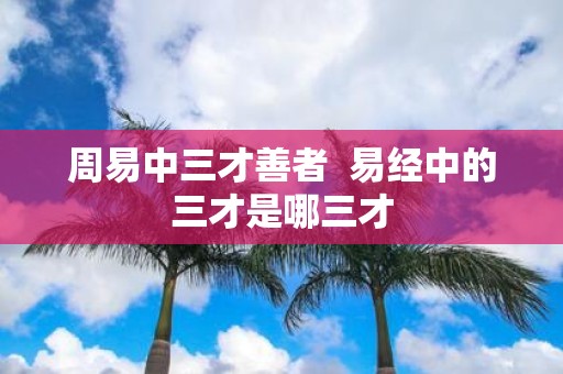 周易中三才善者 易经中的三才是哪三才