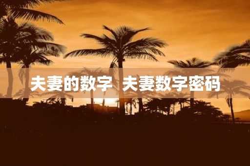 夫妻的数字 夫妻数字密码