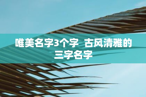 唯美名字3个字 古风清雅的三字名字