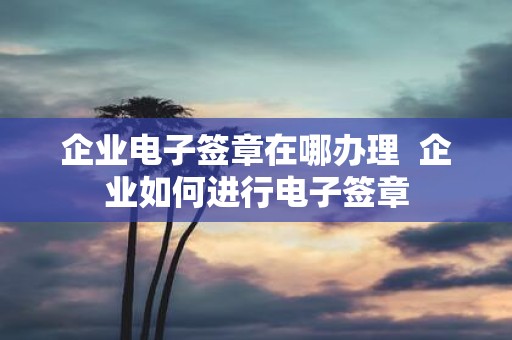 企业电子签章在哪办理  企业如何进行电子签章