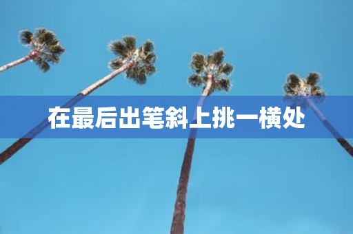 在最后出笔斜上挑一横处