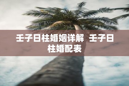 壬子日柱婚姻详解  壬子日柱婚配表