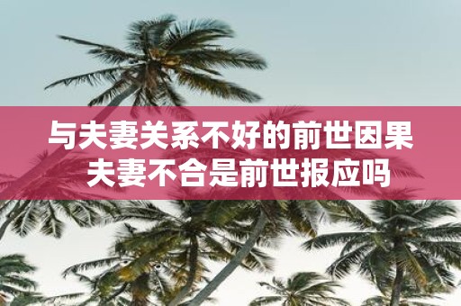 与夫妻关系不好的前世因果 夫妻不合是前世报应吗