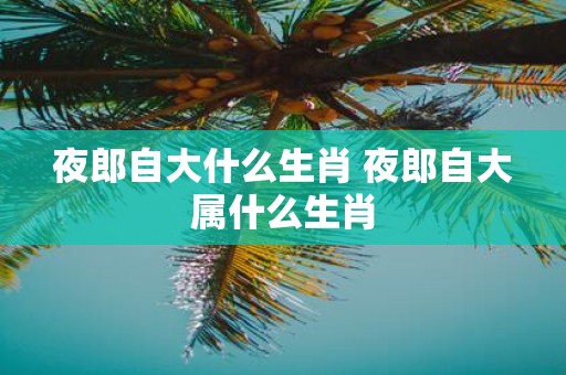 夜郎自大什么生肖 夜郎自大属什么生肖