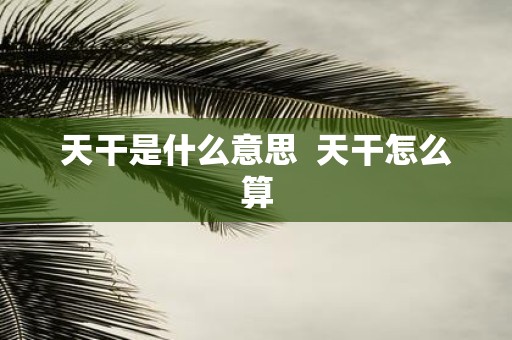 天干是什么意思 天干怎么算