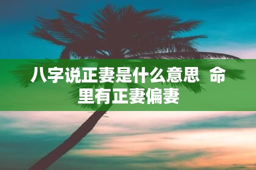 八字说正妻是什么意思 命里有正妻偏妻