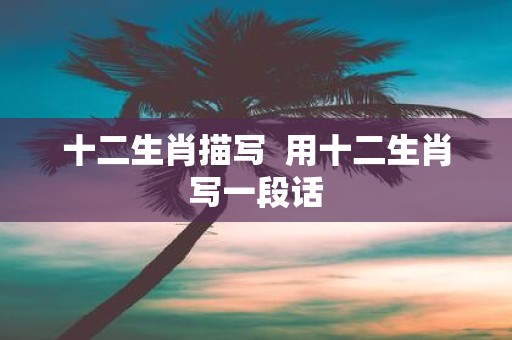 十二生肖描写 用十二生肖写一段话