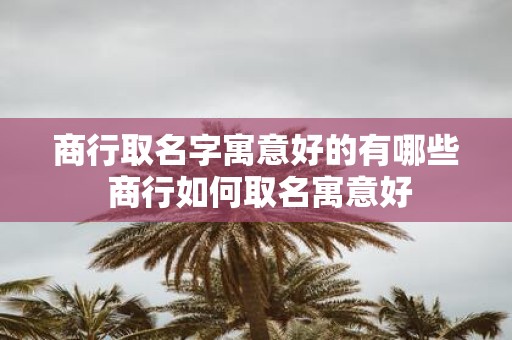 商行取名字寓意好的有哪些 商行如何取名寓意好