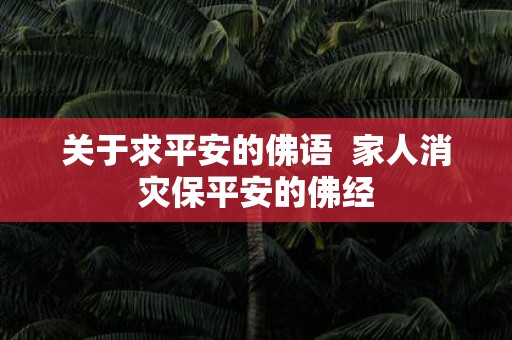 关于求平安的佛语 家人消灾保平安的佛经