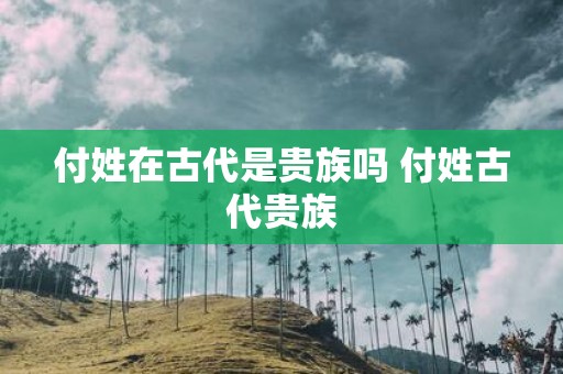 付姓在古代是贵族吗 付姓古代贵族