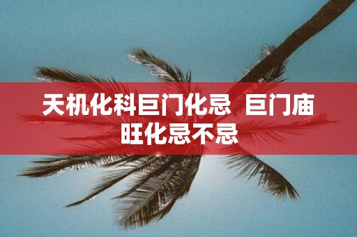 天机化科巨门化忌 巨门庙旺化忌不忌