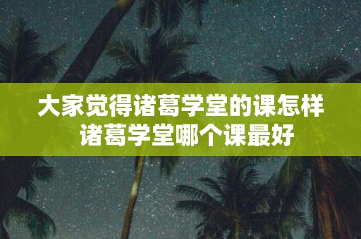 大家觉得诸葛学堂的课怎样 诸葛学堂哪个课最好
