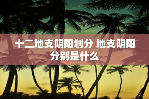 十二地支阴阳划分 地支阴阳分别是什么