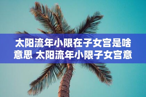 太阳流年小限在子女宫是啥意思 太阳流年小限子女宫意义