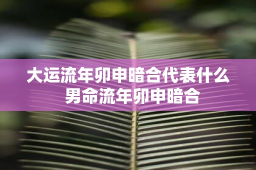 大运流年卯申暗合代表什么 男命流年卯申暗合