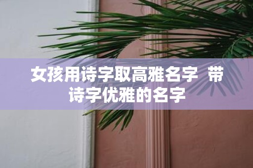 女孩用诗字取高雅名字 带诗字优雅的名字
