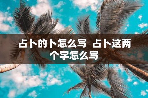 占卜的卜怎么写 占卜这两个字怎么写