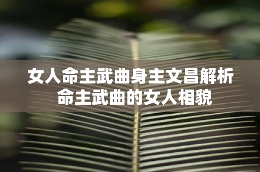 女人命主武曲身主文昌解析 命主武曲的女人相貌