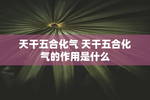 天干五合化气 天干五合化气的作用是什么