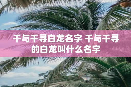 千与千寻白龙名字 千与千寻的白龙叫什么名字