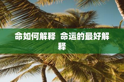 命如何解释 命运的最好解释