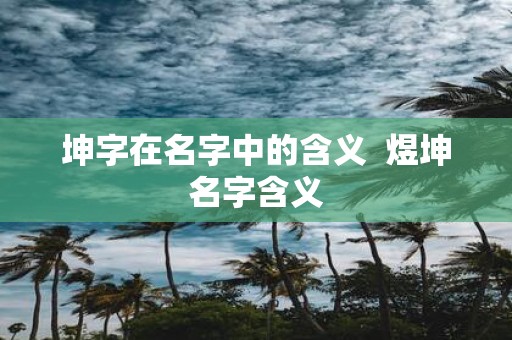 坤字在名字中的含义 煜坤名字含义