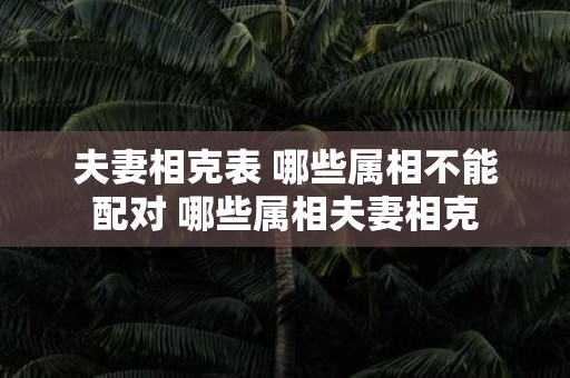 夫妻相克表 哪些属相不能配对 哪些属相夫妻相克