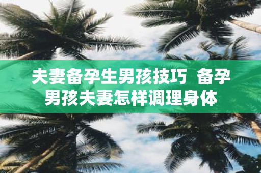 夫妻备孕生男孩技巧 备孕男孩夫妻怎样调理身体