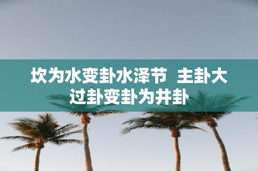坎为水变卦水泽节 主卦大过卦变卦为井卦