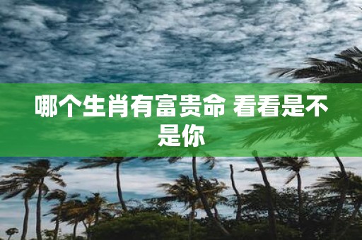 哪个生肖有富贵命 看看是不是你