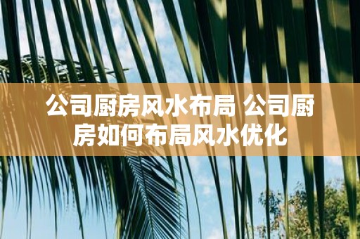 公司厨房风水布局 公司厨房如何布局风水优化