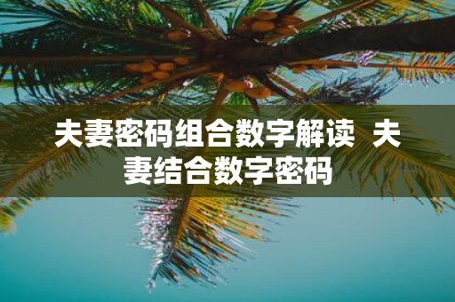 夫妻密码组合数字解读 夫妻结合数字密码