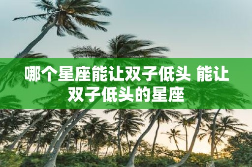 哪个星座能让双子低头 能让双子低头的星座