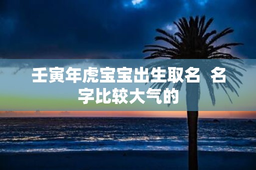 壬寅年虎宝宝出生取名 名字比较大气的