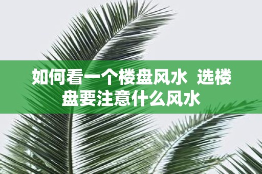 如何看一个楼盘风水 选楼盘要注意什么风水