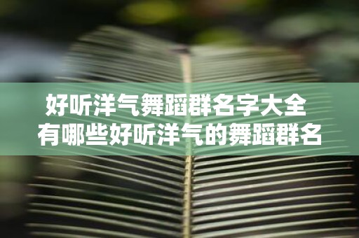 好听洋气舞蹈群名字大全 有哪些好听洋气的舞蹈群名