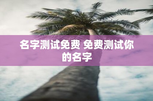 名字测试免费 免费测试你的名字