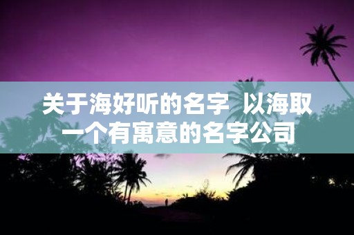 关于海好听的名字 以海取一个有寓意的名字公司