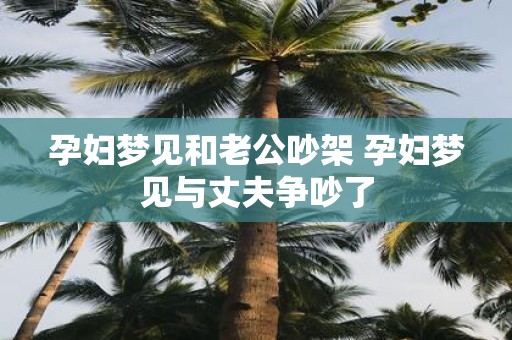 孕妇梦见和老公吵架 孕妇梦见与丈夫争吵了