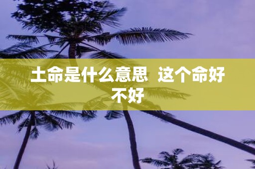土命是什么意思 这个命好不好