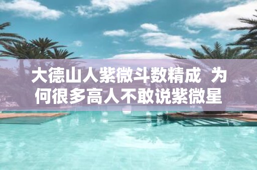 大德山人紫微斗数精成 为何很多高人不敢说紫微星