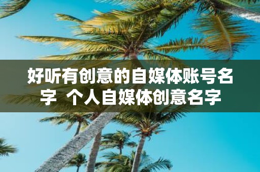 好听有创意的自媒体账号名字 个人自媒体创意名字