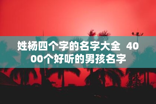 姓杨四个字的名字大全 4000个好听的男孩名字