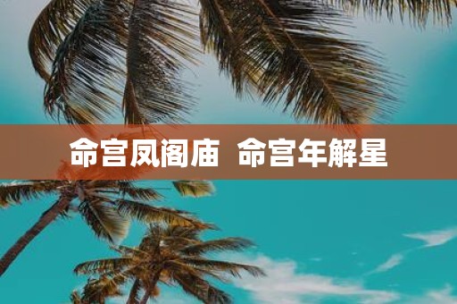 命宫凤阁庙 命宫年解星