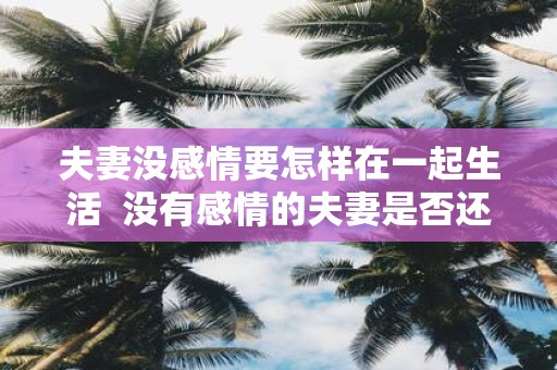 夫妻没感情要怎样在一起生活 没有感情的夫妻是否还应该在一起