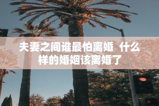 夫妻之间谁最怕离婚 什么样的婚姻该离婚了