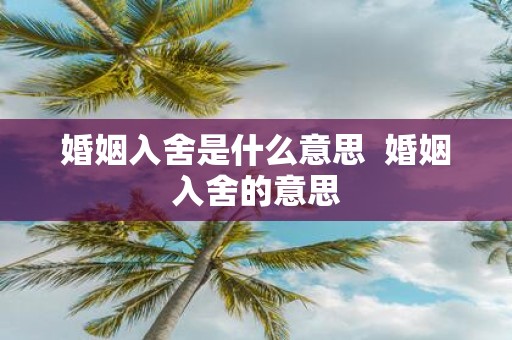 婚姻入舍是什么意思 婚姻入舍的意思