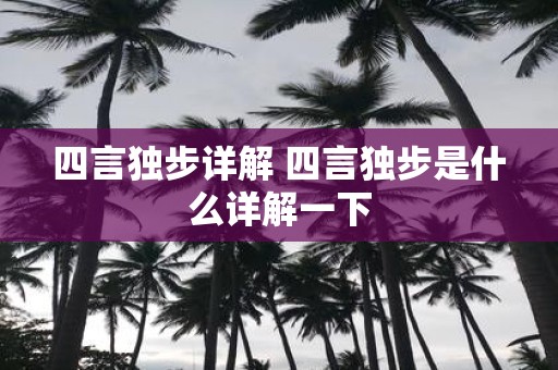 四言独步详解 四言独步是什么详解一下
